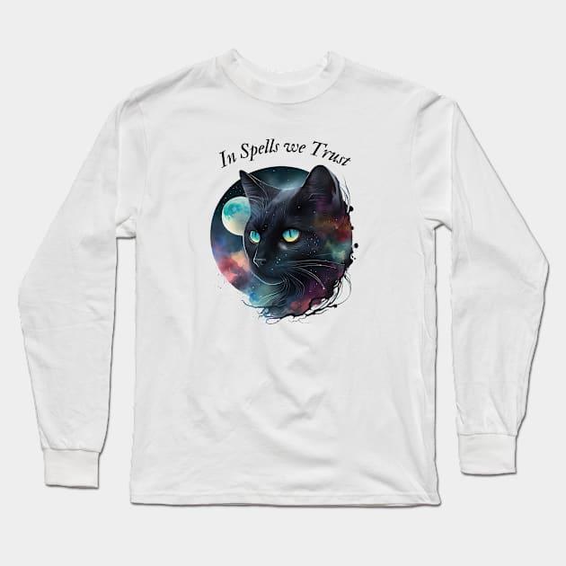 Witch's Black Cat Long Sleeve T-Shirt by Erin's Witchy Wear